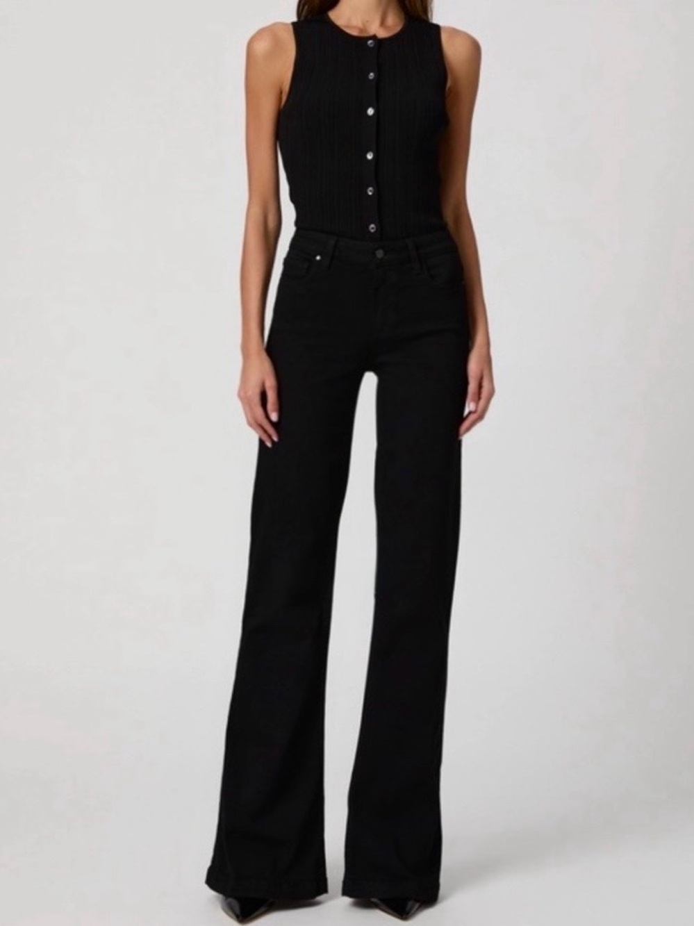 NWOT! PAIGE Genesee High Waist Wide Leg Jeans, Blk SZ. 30